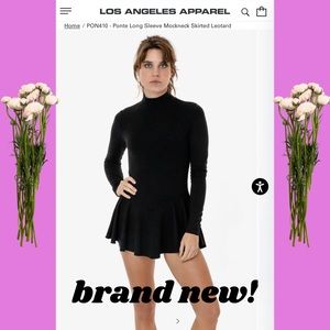 ♡Los Angeles Apparel ponte long sleeve mockneck skirted leotard♡